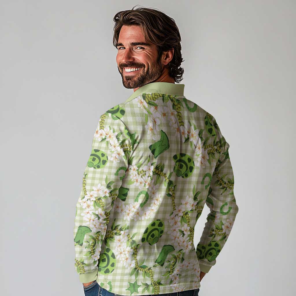 Mokihana Maile Ilima Leis Paniolo Palaka Long Sleeve Polo Shirt Hawaiian Omaomo Ala Spirit LT9 - Polynesian Pride