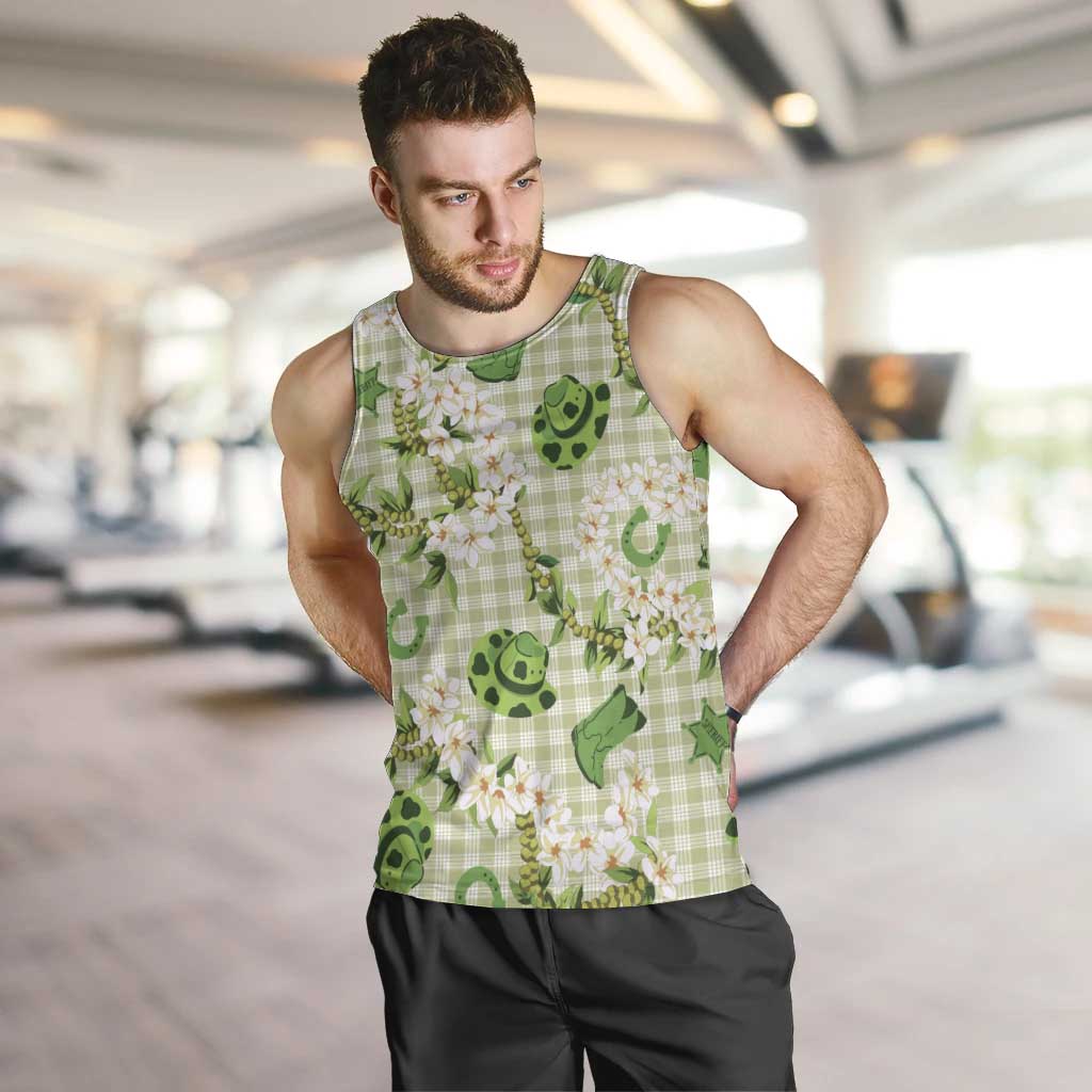 Mokihana Maile Ilima Leis Paniolo Palaka Men Tank Top Hawaiian Omaomo Ala Spirit LT9 Green - Polynesian Pride