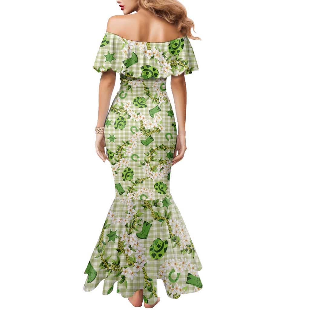 Mokihana Maile Ilima Leis Paniolo Palaka Mermaid Dress Hawaiian Omaomo Ala Spirit LT9 - Polynesian Pride