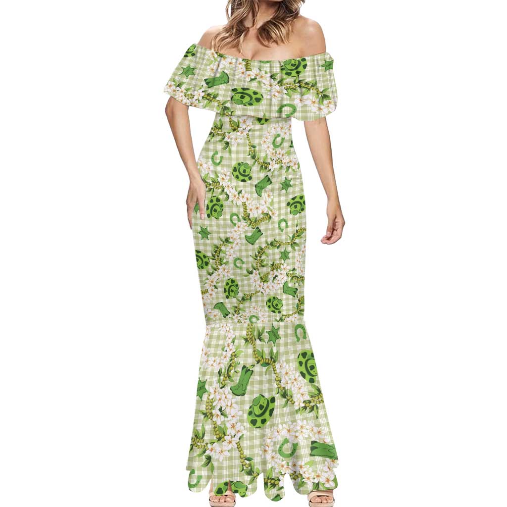 Mokihana Maile Ilima Leis Paniolo Palaka Mermaid Dress Hawaiian Omaomo Ala Spirit LT9 - Polynesian Pride