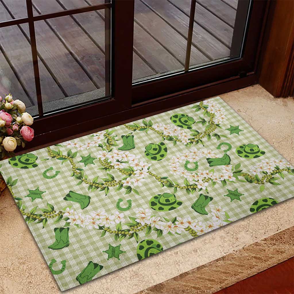 Mokihana Maile Ilima Leis Paniolo Palaka Rubber Doormat Hawaiian Omaomo Ala Spirit - Polynesian Pride