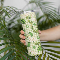 Mokihana Maile Ilima Leis Paniolo Palaka Skinny Tumbler Hawaiian Omaomo Ala Spirit LT9 - Polynesian Pride