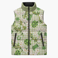 Mokihana Maile Ilima Leis Paniolo Palaka Sleeveless Puffer Jacket Hawaiian Omaomo Ala Spirit LT9 Unisex Green - Polynesian Pride