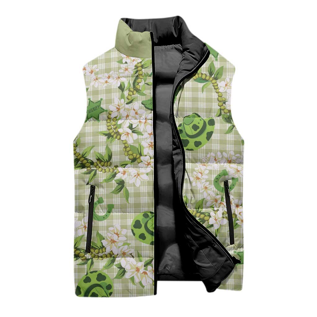 Mokihana Maile Ilima Leis Paniolo Palaka Sleeveless Puffer Jacket Hawaiian Omaomo Ala Spirit LT9 - Polynesian Pride
