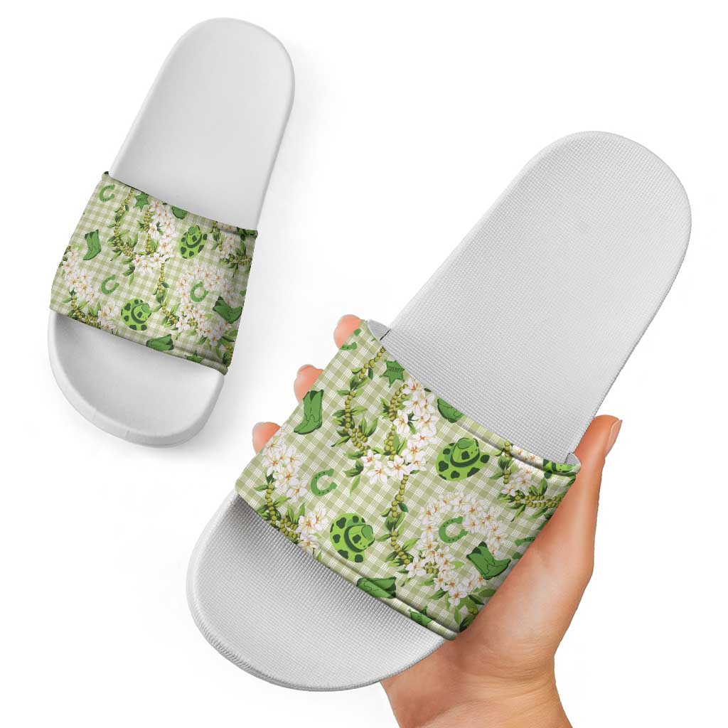 Mokihana Maile Ilima Leis Paniolo Palaka Slide Sandals Hawaiian Omaomo Ala Spirit LT9 - Polynesian Pride
