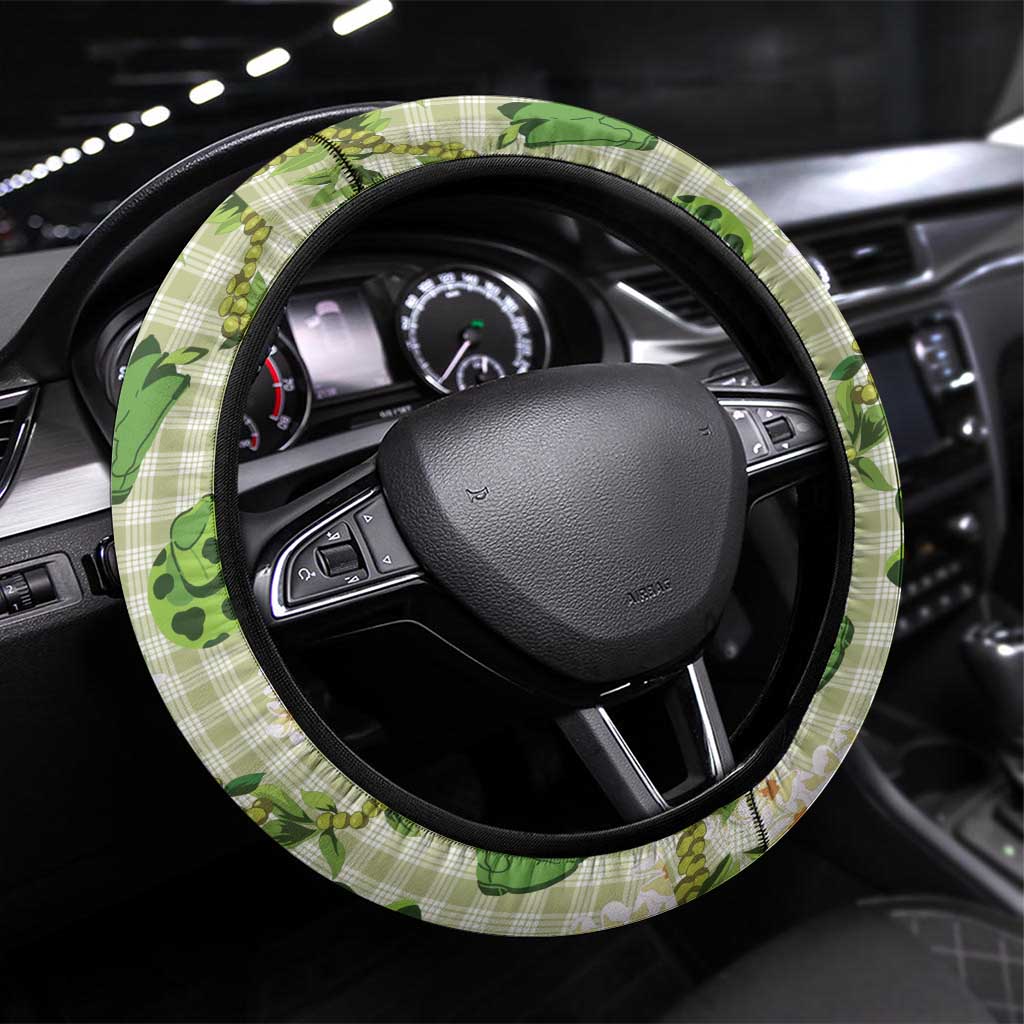 Mokihana Maile Ilima Leis Paniolo Palaka Steering Wheel Cover Hawaiian Omaomo Ala Spirit LT9 Universal Fit Green - Polynesian Pride