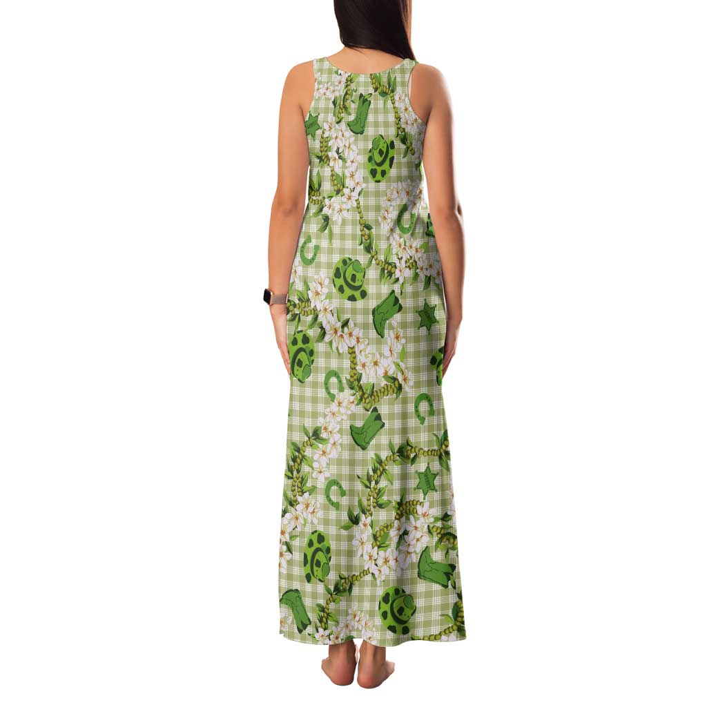 Mokihana Maile Ilima Leis Paniolo Palaka Tank Maxi Dress Hawaiian Omaomo Ala Spirit LT9 - Polynesian Pride
