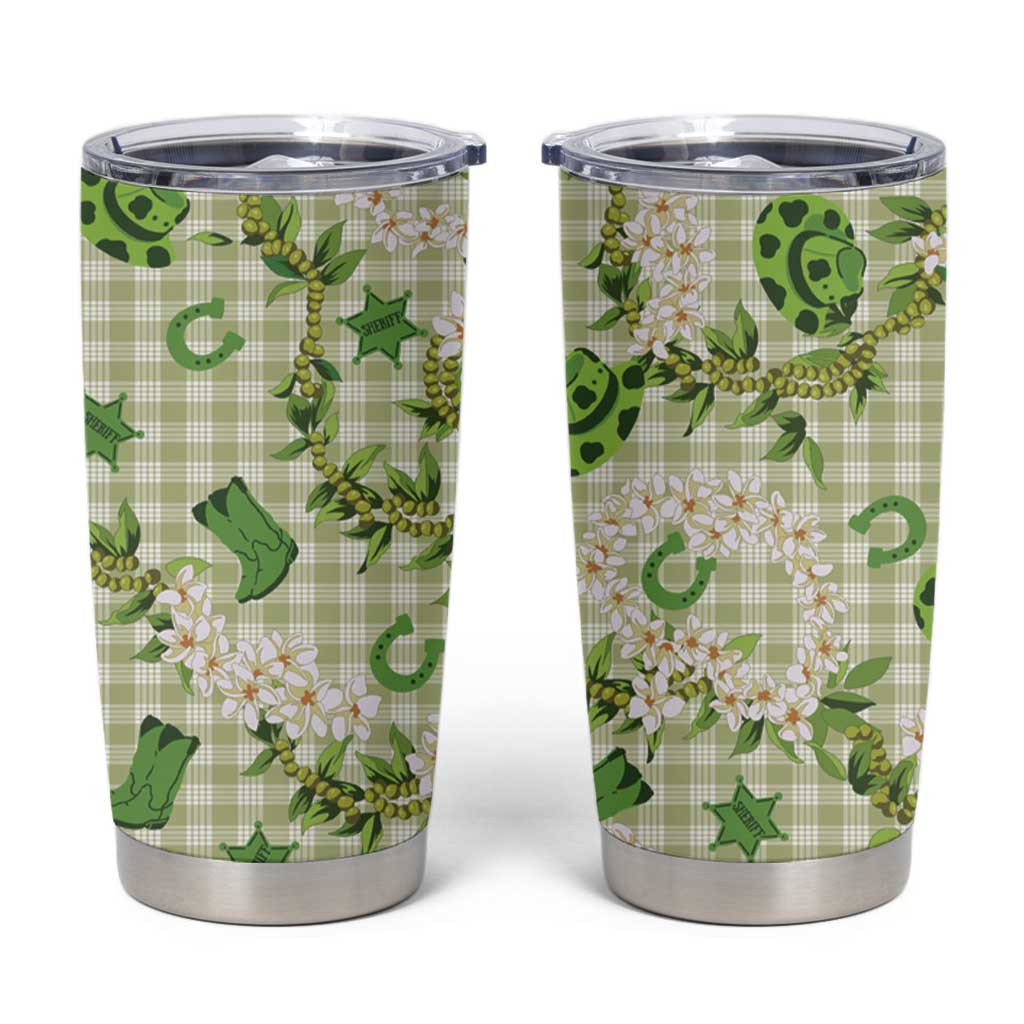 Mokihana Maile Ilima Leis Paniolo Palaka Tumbler Cup Hawaiian Omaomo Ala Spirit LT9 Green - Polynesian Pride