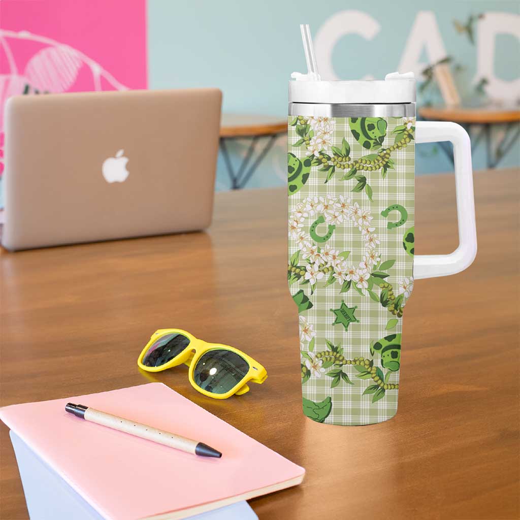 Mokihana Maile Ilima Leis Paniolo Palaka Tumbler With Handle Hawaiian Omaomo Ala Spirit LT9 - Polynesian Pride