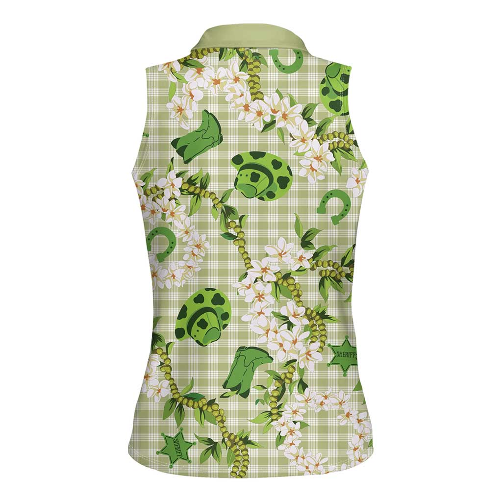 Mokihana Maile Ilima Leis Paniolo Palaka Women Sleeveless Polo Shirt Hawaiian Omaomo Ala Spirit LT9 - Polynesian Pride