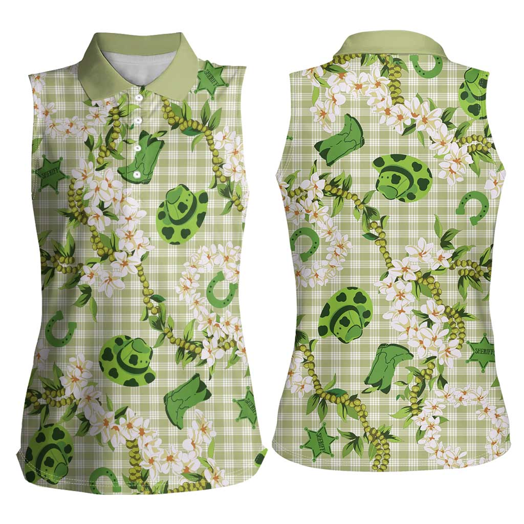 Mokihana Maile Ilima Leis Paniolo Palaka Women Sleeveless Polo Shirt Hawaiian Omaomo Ala Spirit LT9 - Polynesian Pride