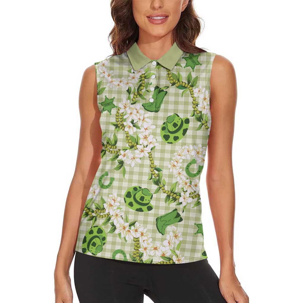 Mokihana Maile Ilima Leis Paniolo Palaka Women Sleeveless Polo Shirt Hawaiian Omaomo Ala Spirit LT9 - Polynesian Pride