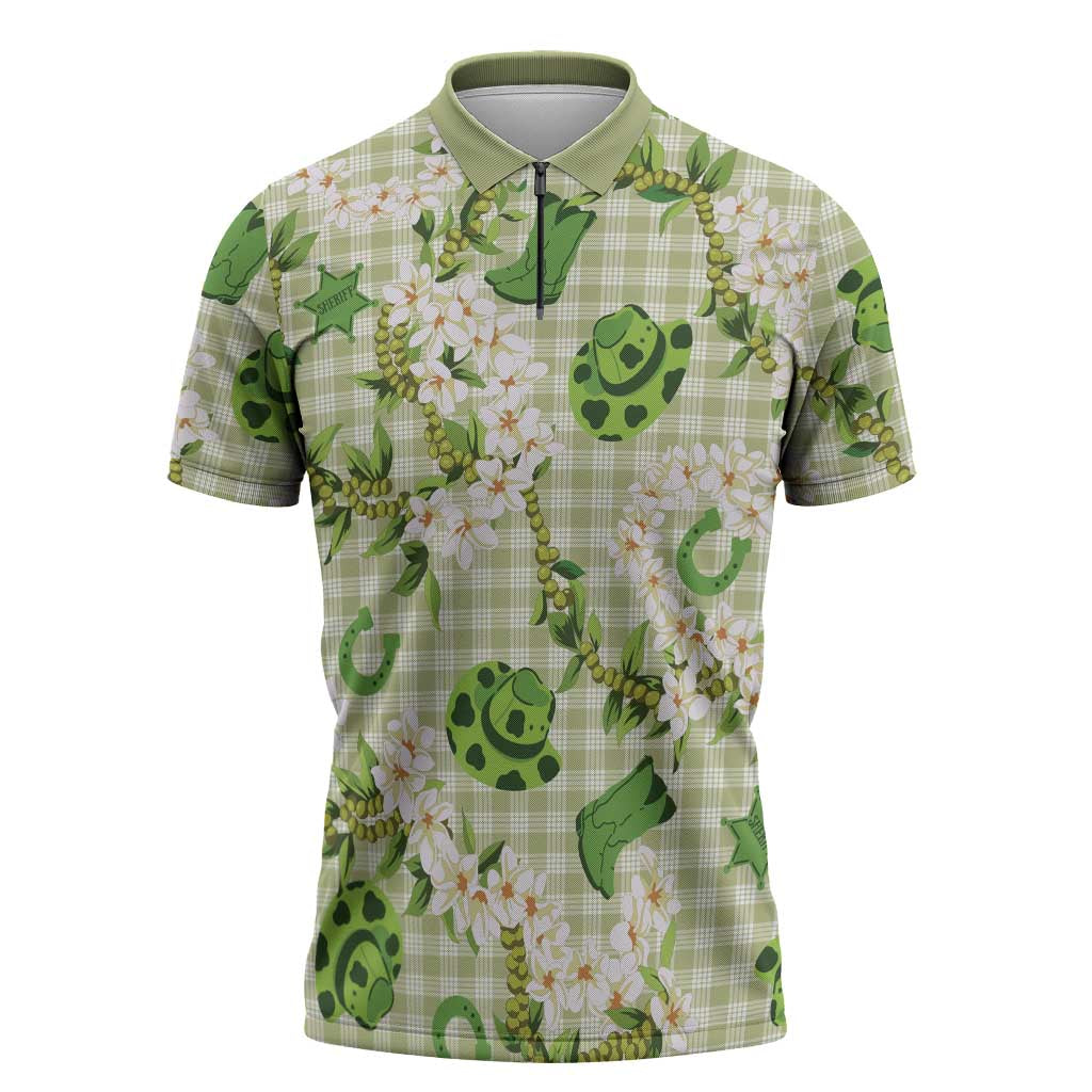 Mokihana Maile Ilima Leis Paniolo Palaka Zipper Polo Shirt Hawaiian Omaomo Ala Spirit - Polynesian Pride