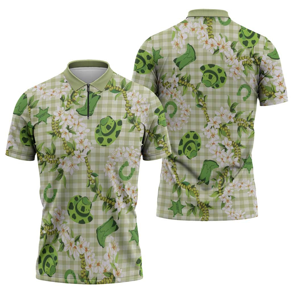 Mokihana Maile Ilima Leis Paniolo Palaka Zipper Polo Shirt Hawaiian Omaomo Ala Spirit LT9 - Polynesian Pride