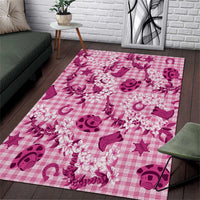 Mokihana Maile Ilima Leis Paniolo Palaka Area Rug Hawaiian Omaomo Ulaula Spirit LT9 Pink - Polynesian Pride