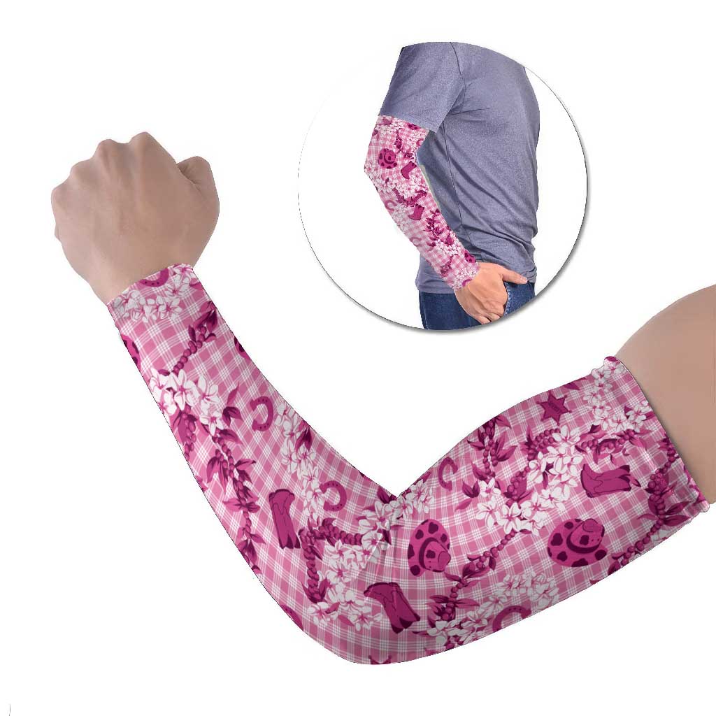 Mokihana Maile Ilima Leis Paniolo Palaka Arm Sleeves Hawaiian Omaomo Ulaula Spirit LT9 Set of 2 Pink - Polynesian Pride