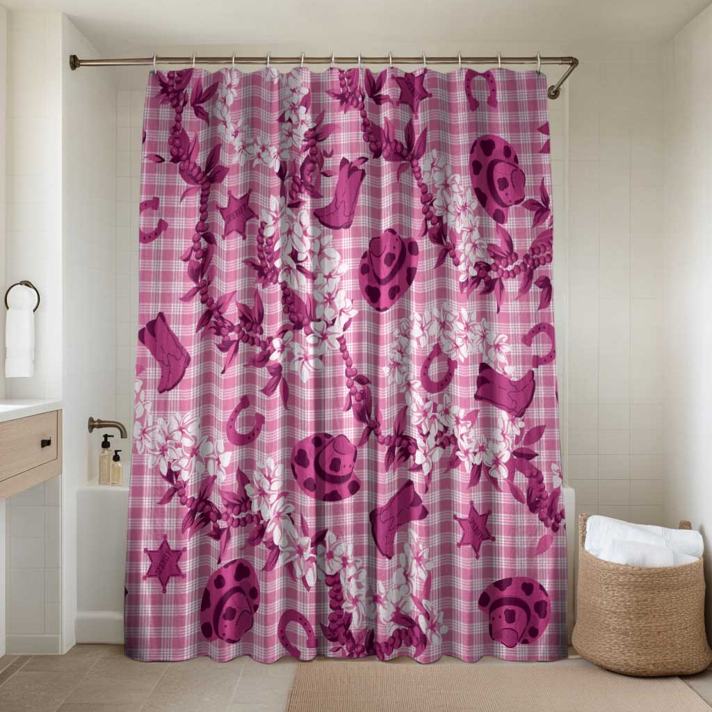 Mokihana Maile Ilima Leis Paniolo Palaka Bathroom Set Hawaiian Omaomo Ulaula Spirit LT9 Shower Curtain Only Pink - Polynesian Pride