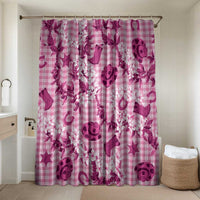 Mokihana Maile Ilima Leis Paniolo Palaka Bathroom Set Hawaiian Omaomo Ulaula Spirit LT9 Shower Curtain Only Pink - Polynesian Pride