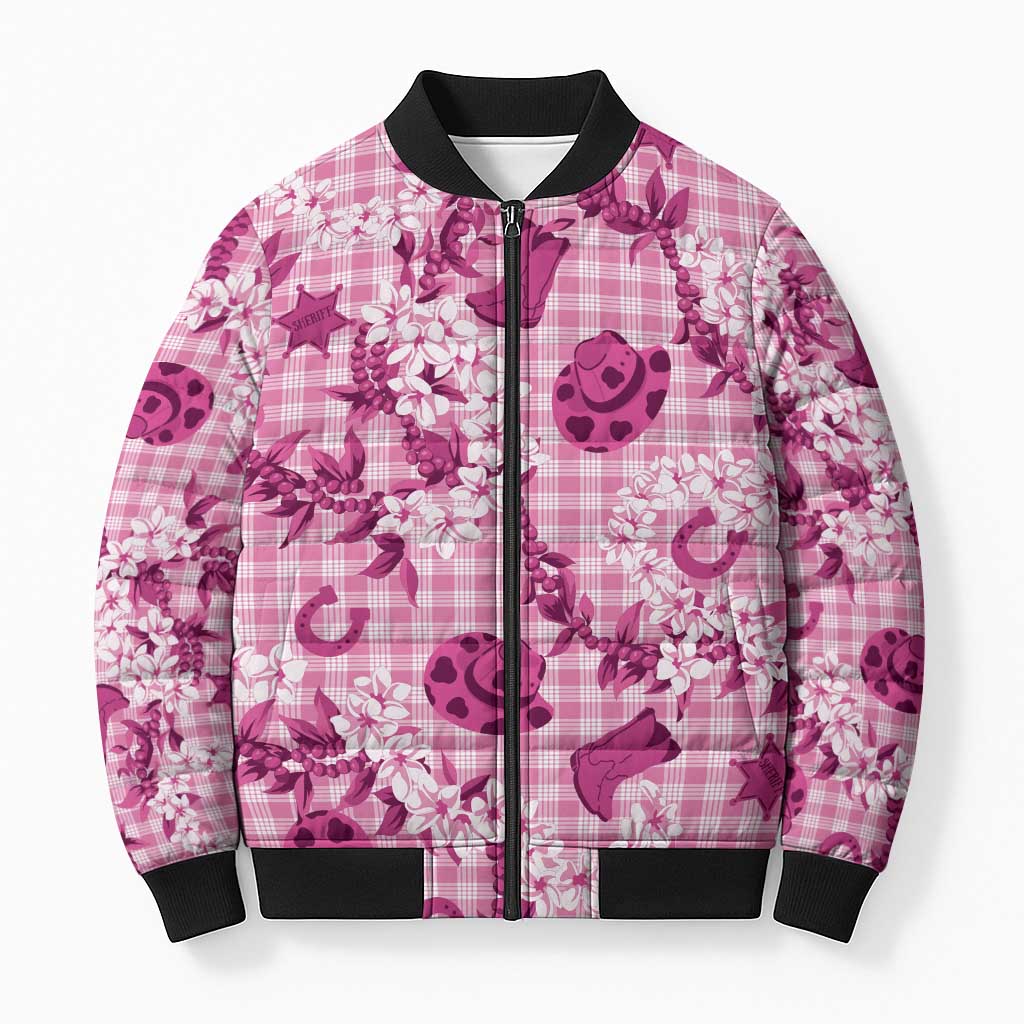 Mokihana Maile Ilima Leis Paniolo Palaka Bomber Puffer Jacket Hawaiian Omaomo Ulaula Spirit - Polynesian Pride