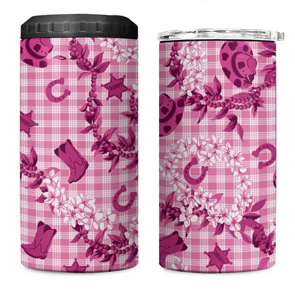 Mokihana Maile Ilima Leis Paniolo Palaka 4 in 1 Can Cooler Tumbler Hawaiian Omaomo Ulaula Spirit LT9 One Size: 16 oz Pink - Polynesian Pride