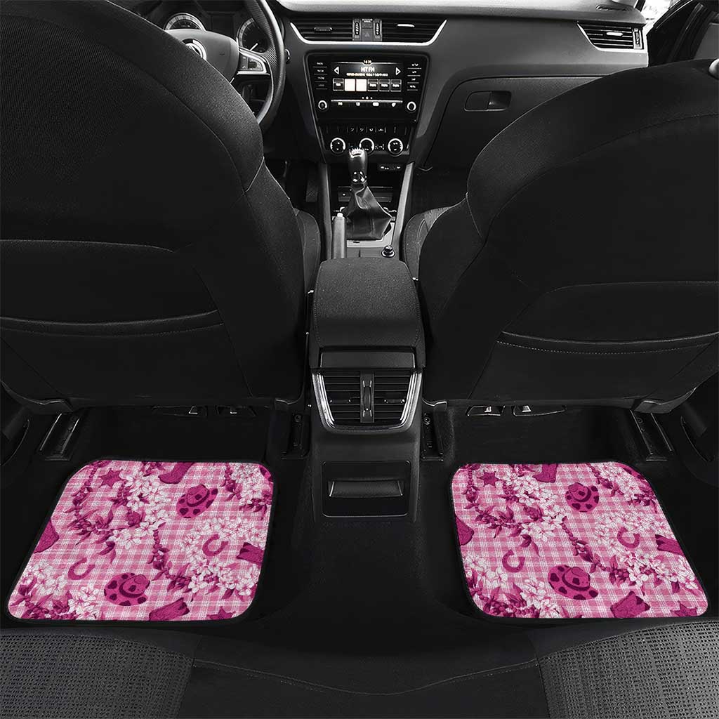 Mokihana Maile Ilima Leis Paniolo Palaka Car Mats Hawaiian Omaomo Ulaula Spirit LT9 Set 2pcs - Back Pink - Polynesian Pride