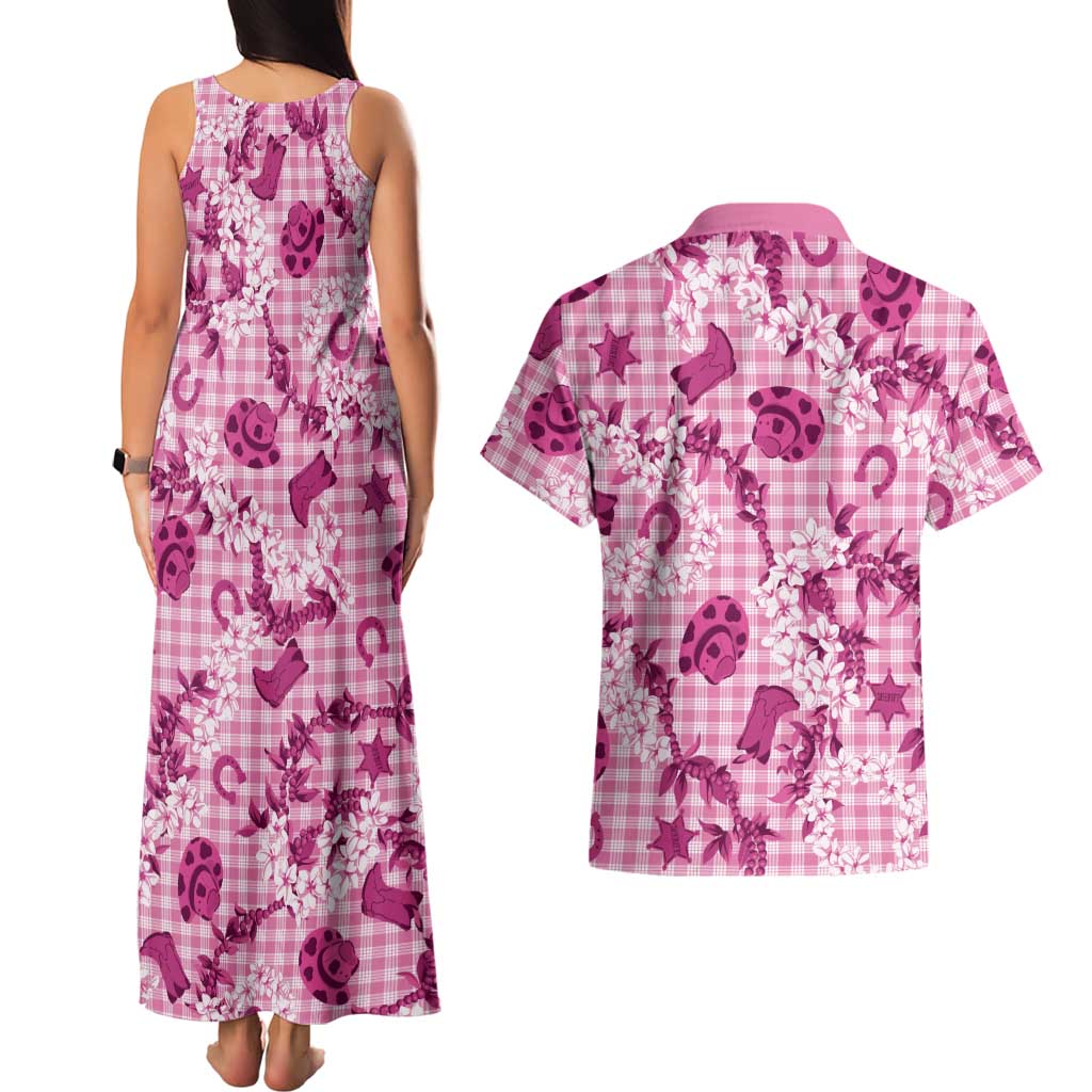 Mokihana Maile Ilima Leis Paniolo Palaka Couples Matching Tank Maxi Dress and Hawaiian Shirt Hawaiian Omaomo Ulaula Spirit LT9 - Polynesian Pride