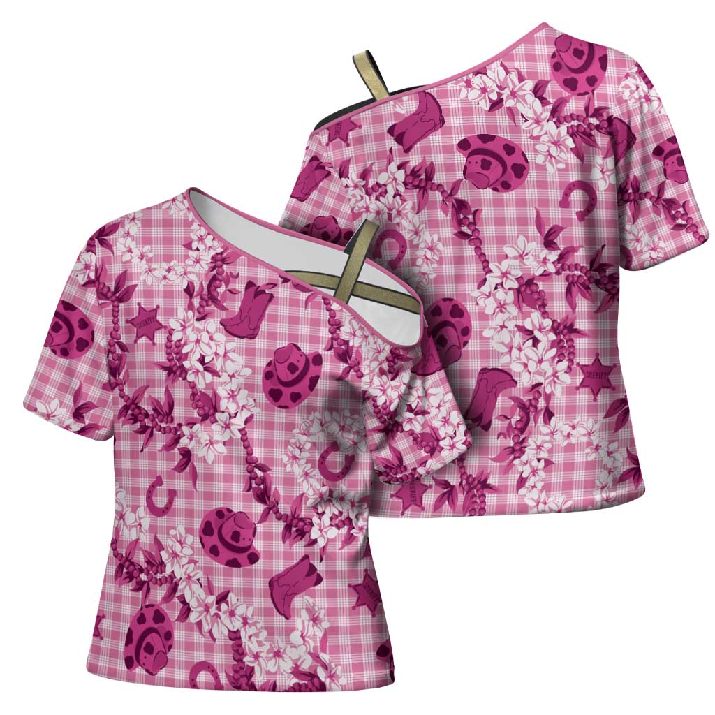 Mokihana Maile Ilima Leis Paniolo Palaka Cross Shoulder Shirt Hawaiian Omaomo Ulaula Spirit LT9 - Polynesian Pride