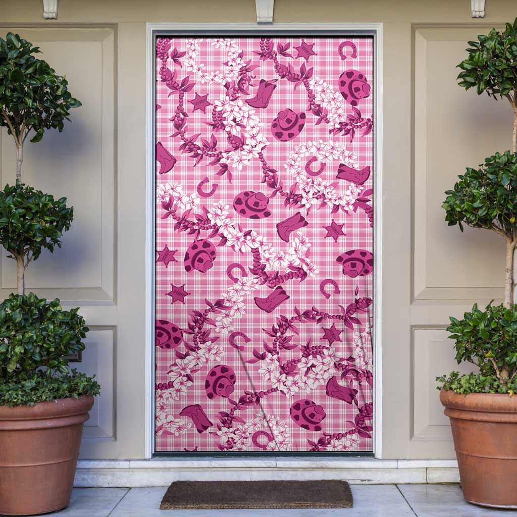 Mokihana Maile Ilima Leis Paniolo Palaka Door Cover Hawaiian Omaomo Ulaula Spirit - Polynesian Pride