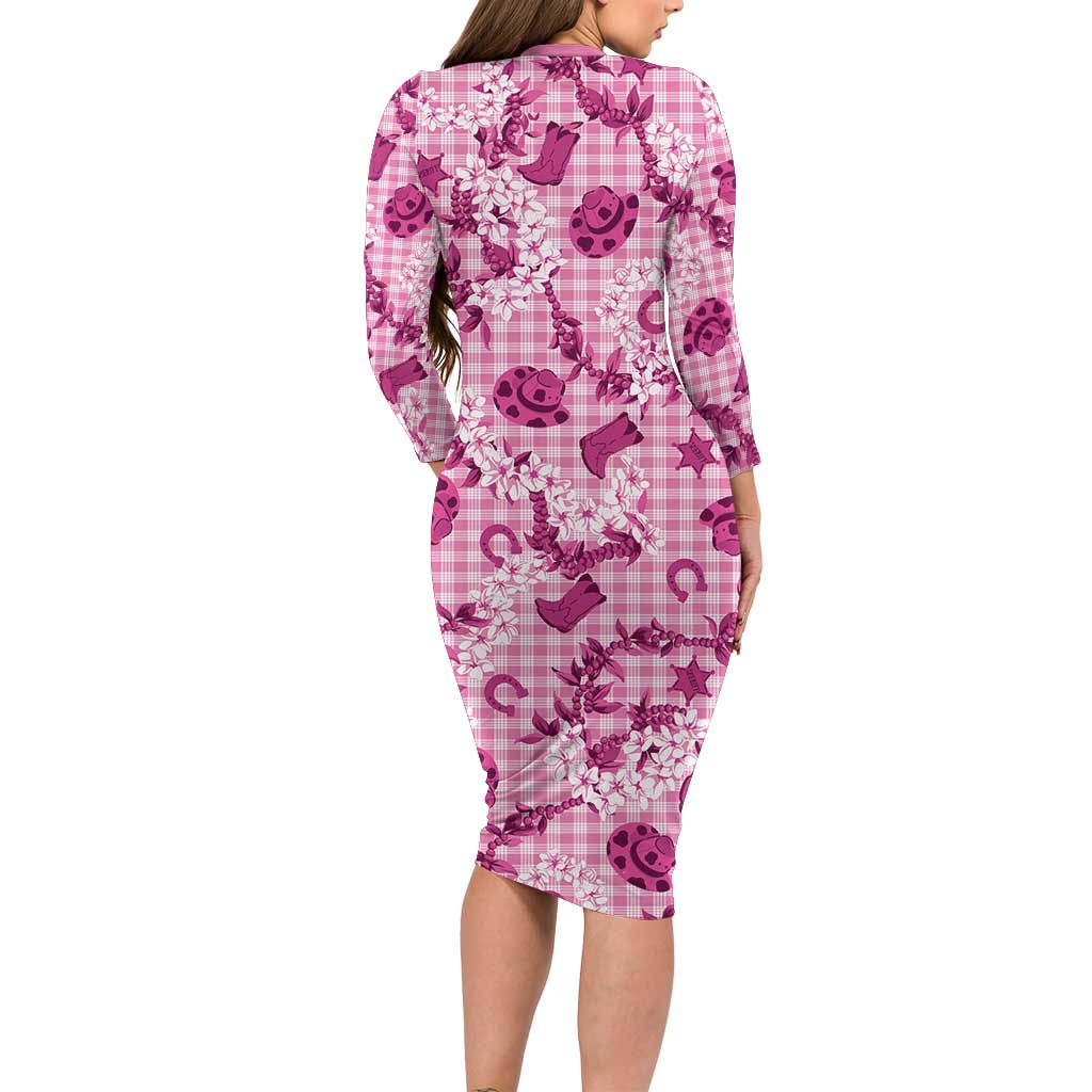 Mokihana Maile Ilima Leis Paniolo Palaka Family Matching Long Sleeve Bodycon Dress and Hawaiian Shirt Hawaiian Omaomo Ulaula Spirit LT9 - Polynesian Pride
