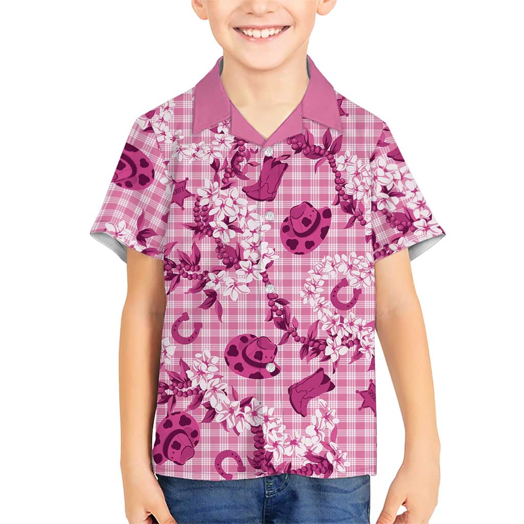 Mokihana Maile Ilima Leis Paniolo Palaka Family Matching Off Shoulder Short Dress and Hawaiian Shirt Hawaiian Omaomo Ulaula Spirit LT9 - Polynesian Pride