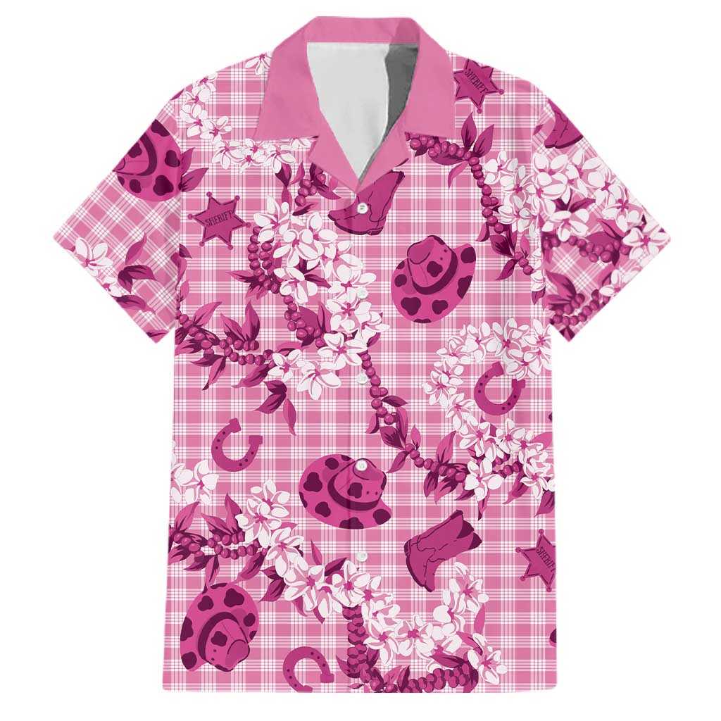 Mokihana Maile Ilima Leis Paniolo Palaka Family Matching Short Sleeve Bodycon Dress and Hawaiian Shirt Hawaiian Omaomo Ulaula Spirit LT9 Dad's Shirt - Short Sleeve Pink - Polynesian Pride