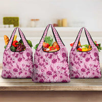 Mokihana Maile Ilima Leis Paniolo Palaka Grocery Bag Hawaiian Omaomo Ulaula Spirit LT9 3-pack One Size Pink - Polynesian Pride