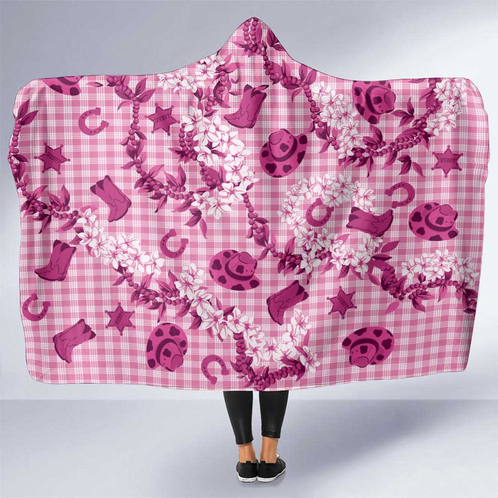 Mokihana Maile Ilima Leis Paniolo Palaka Hooded Blanket Hawaiian Omaomo Ulaula Spirit LT9 One Size Pink - Polynesian Pride