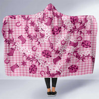 Mokihana Maile Ilima Leis Paniolo Palaka Hooded Blanket Hawaiian Omaomo Ulaula Spirit LT9 One Size Pink - Polynesian Pride