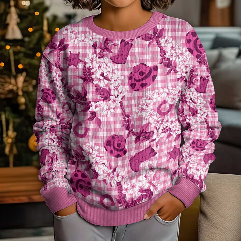 Mokihana Maile Ilima Leis Paniolo Palaka Kid Ugly Christmas Sweater Hawaiian Omaomo Ulaula Spirit LT9 - Polynesian Pride