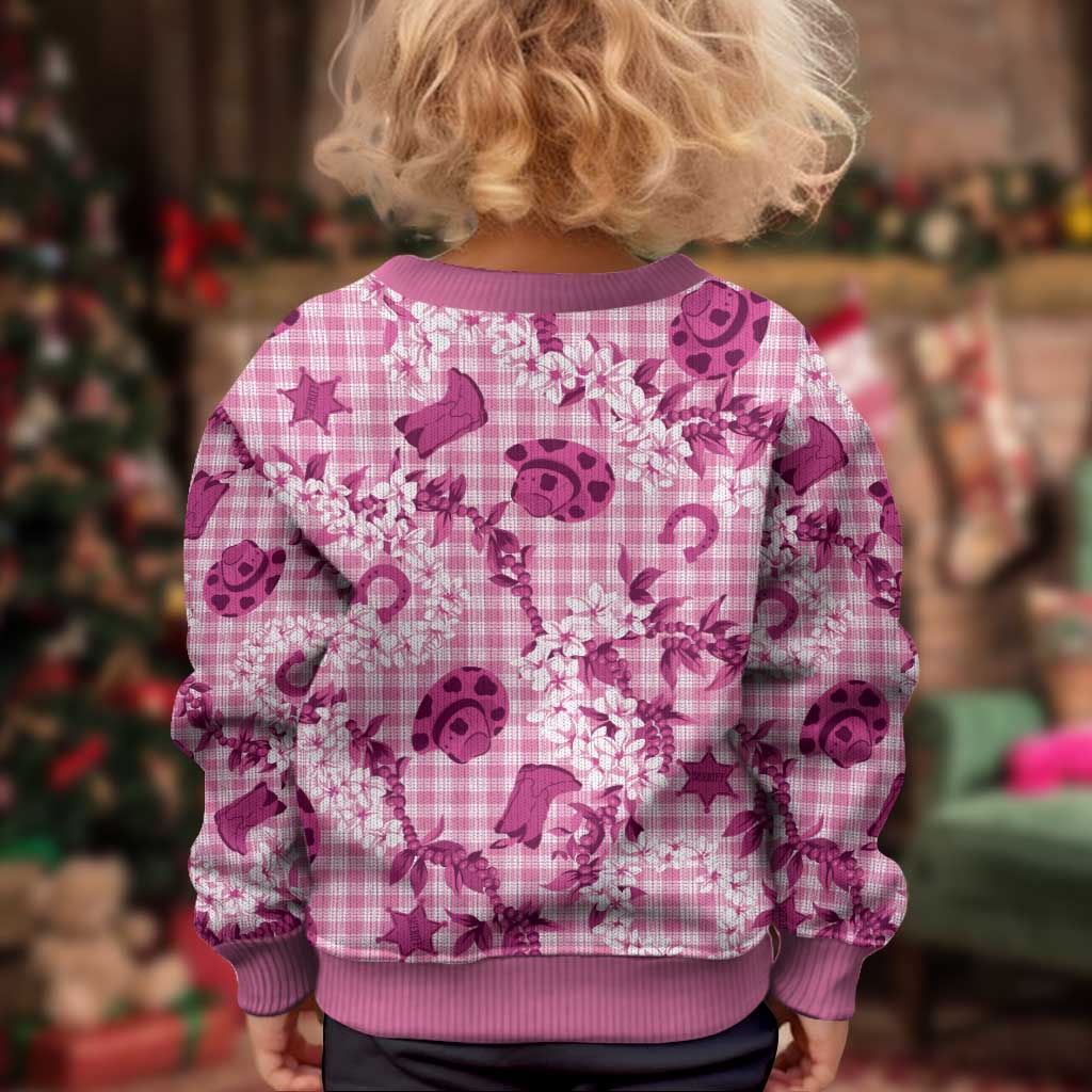 Mokihana Maile Ilima Leis Paniolo Palaka Kid Ugly Christmas Sweater Hawaiian Omaomo Ulaula Spirit LT9 - Polynesian Pride
