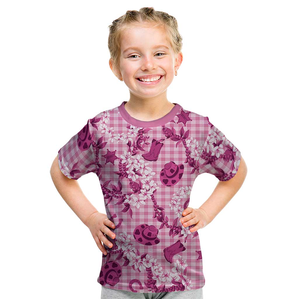 Mokihana Maile Ilima Leis Paniolo Palaka Kid T Shirt Hawaiian Omaomo Ulaula Spirit LT9 Pink - Polynesian Pride