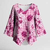 Mokihana Maile Ilima Leis Paniolo Palaka Kimono Sleeve Blouse Hawaiian Omaomo Ulaula Spirit LT9 Female Pink - Polynesian Pride