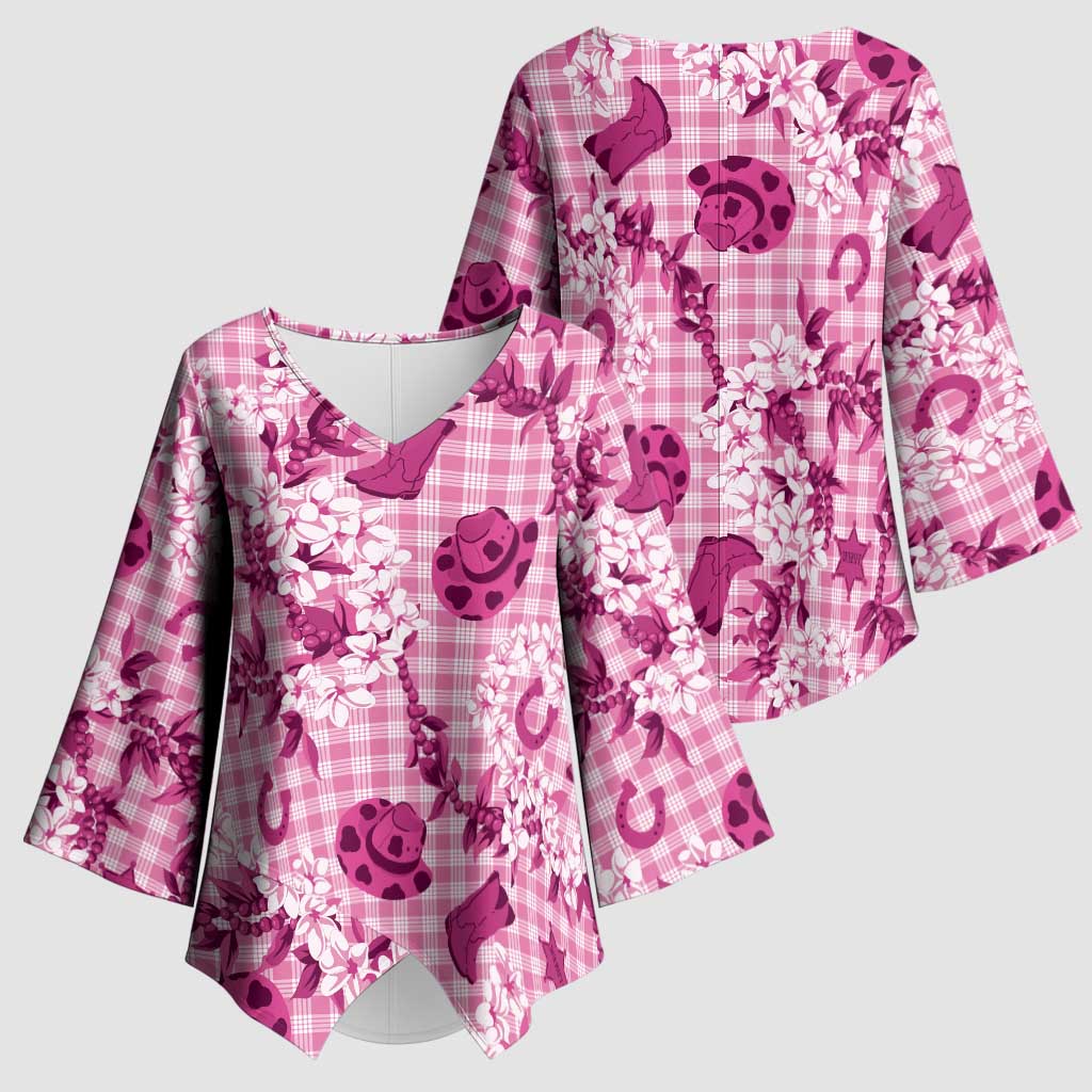 Mokihana Maile Ilima Leis Paniolo Palaka Kimono Sleeve Blouse Hawaiian Omaomo Ulaula Spirit LT9 - Polynesian Pride