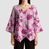 Mokihana Maile Ilima Leis Paniolo Palaka Kimono Sleeve Blouse Hawaiian Omaomo Ulaula Spirit LT9 - Polynesian Pride