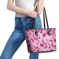 Mokihana Maile Ilima Leis Paniolo Palaka Leather Tote Bag Hawaiian Omaomo Ulaula Spirit LT9 - Polynesian Pride