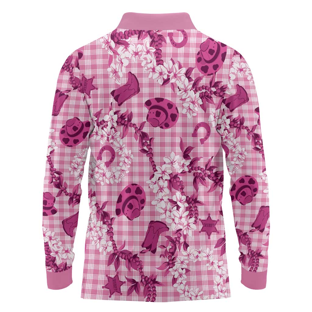 Mokihana Maile Ilima Leis Paniolo Palaka Long Sleeve Polo Shirt Hawaiian Omaomo Ulaula Spirit LT9 - Polynesian Pride