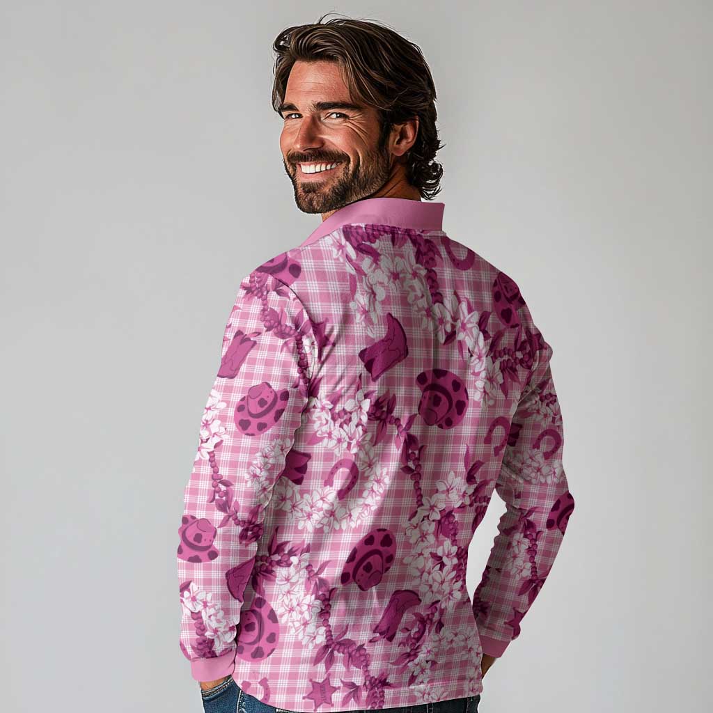 Mokihana Maile Ilima Leis Paniolo Palaka Long Sleeve Polo Shirt Hawaiian Omaomo Ulaula Spirit LT9 - Polynesian Pride