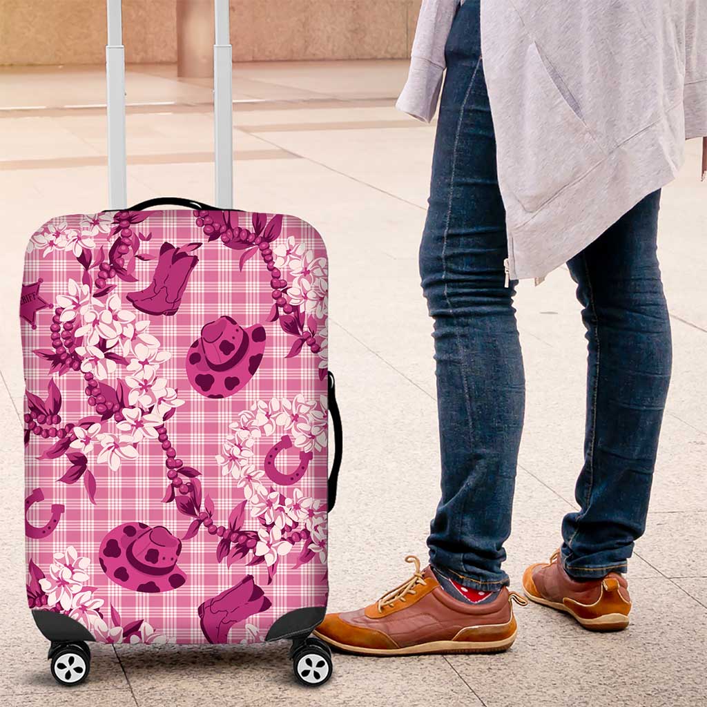 Mokihana Maile Ilima Leis Paniolo Palaka Luggage Cover Hawaiian Omaomo Ulaula Spirit LT9 Pink - Polynesian Pride