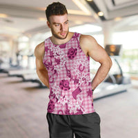Mokihana Maile Ilima Leis Paniolo Palaka Men Tank Top Hawaiian Omaomo Ulaula Spirit LT9 Pink - Polynesian Pride