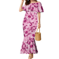 Mokihana Maile Ilima Leis Paniolo Palaka Mermaid Dress Hawaiian Omaomo Ulaula Spirit LT9 Women Pink - Polynesian Pride
