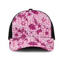 Mokihana Maile Ilima Leis Paniolo Palaka Mesh Trucker Cap Hawaiian Omaomo Ulaula Spirit LT9 One Size Black Pink - Polynesian Pride