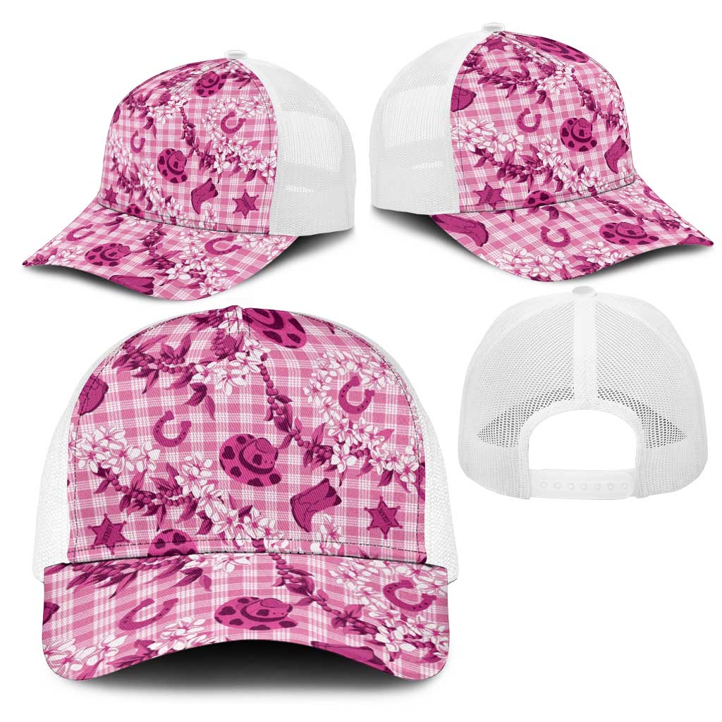 Mokihana Maile Ilima Leis Paniolo Palaka Mesh Trucker Cap Hawaiian Omaomo Ulaula Spirit LT9 - Polynesian Pride