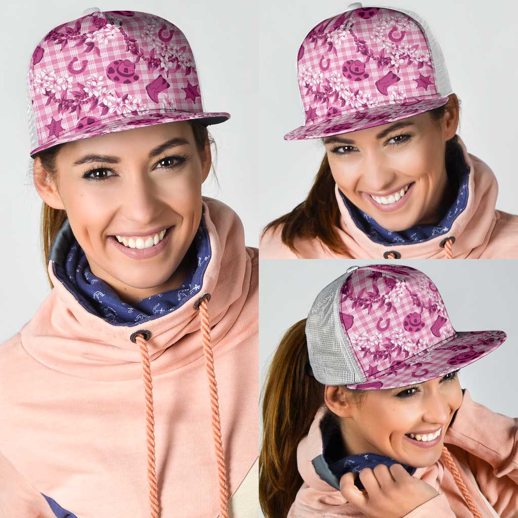 Mokihana Maile Ilima Leis Paniolo Palaka Mesh Trucker Cap Hawaiian Omaomo Ulaula Spirit LT9 - Polynesian Pride