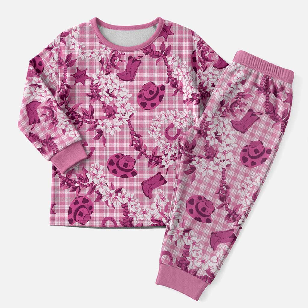 Mokihana Maile Ilima Leis Paniolo Palaka Christmas Pajama Set Hawaiian Omaomo Ulaula Spirit LT9 Men Pink - Polynesian Pride